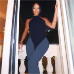Sexy Backless Halter Neck Patchwork Color Block Long Bodycon Dress - Image 3