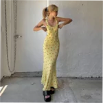 Floral print halter maxi dress, trendy vacation dress - Image 3
