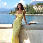Floral print halter maxi dress, trendy vacation dress