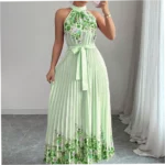 Fashionable Printed Pleated Maxi Dress - Image 4