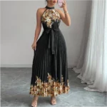 Fashionable Printed Pleated Maxi Dress - Image 2