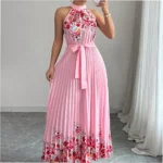 Fashionable Printed Pleated Maxi Dress - Image 3