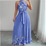 Fashionable Printed Pleated Maxi Dress - Image 5