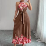 Fashionable Printed Pleated Maxi Dress - Image 6