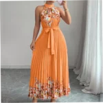 Fashionable Printed Pleated Maxi Dress - Image 7