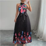 Fashionable Printed Pleated Maxi Dress - Image 9