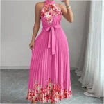 Fashionable Printed Pleated Maxi Dress - Image 10
