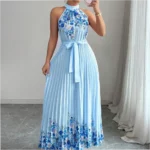 Fashionable Printed Pleated Maxi Dress - Image 12