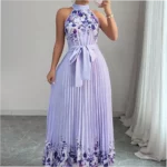 Fashionable Printed Pleated Maxi Dress - Image 13
