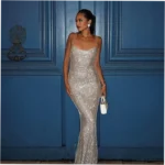 Elegant and Sexy Sleeveless Fitted Bodycon Glitter Dress - Image 3