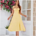 Slim Waist Boobs Shaped Slit Tie-Waist Bodycon Spaghetti Strap Dress - Image 12